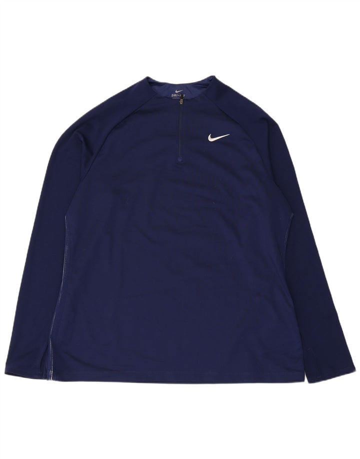 Nike Dri Fit majica s patentnim izrezom i gornji dio trenirke XL tamnoplavi poliester