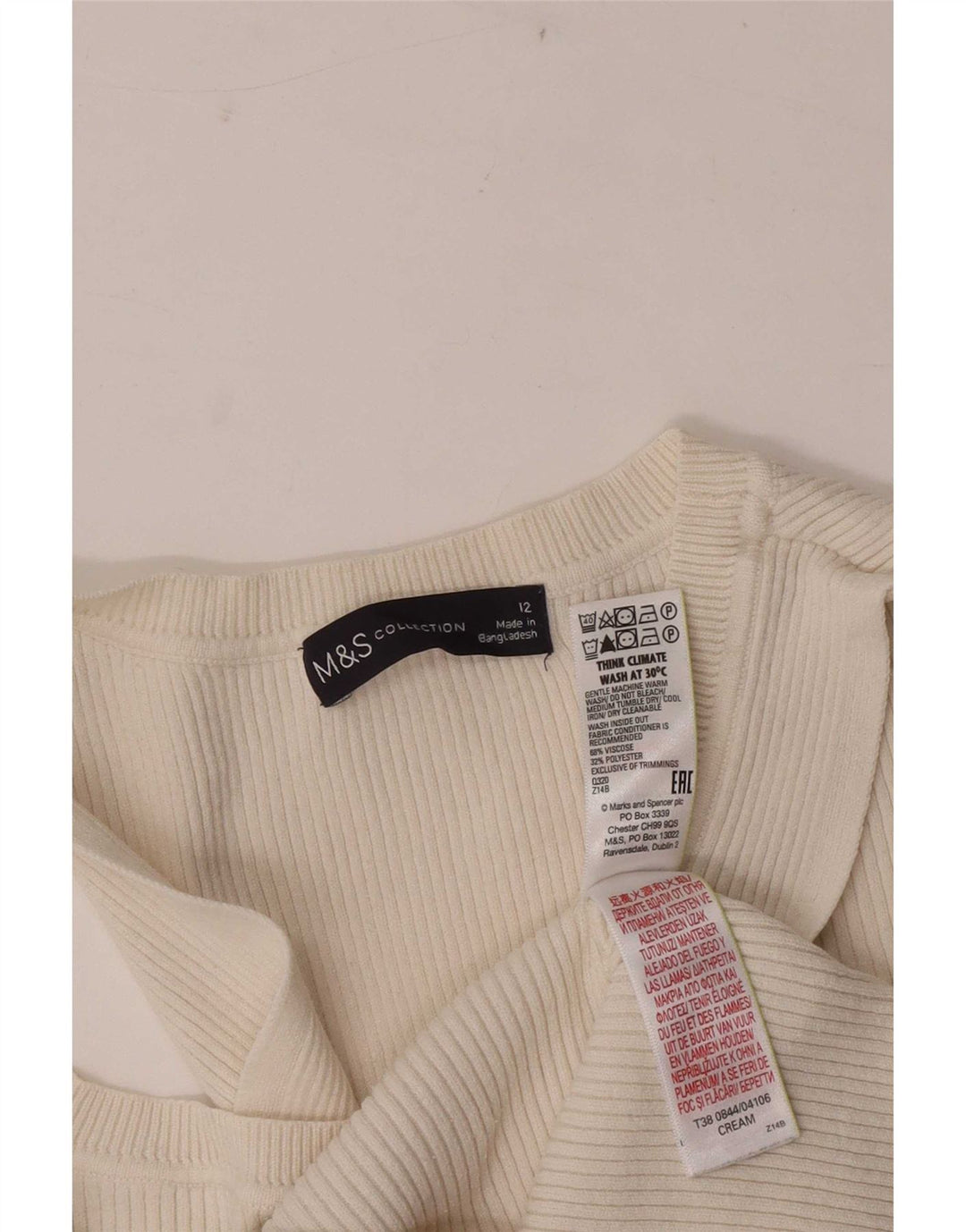Marks & Spencer ženski kratki prsluk bez rukava UK 12 srednje bijele viskoze