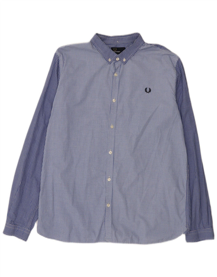 Fred Perry muška uska košulja XL plavi pamuk od ginghama