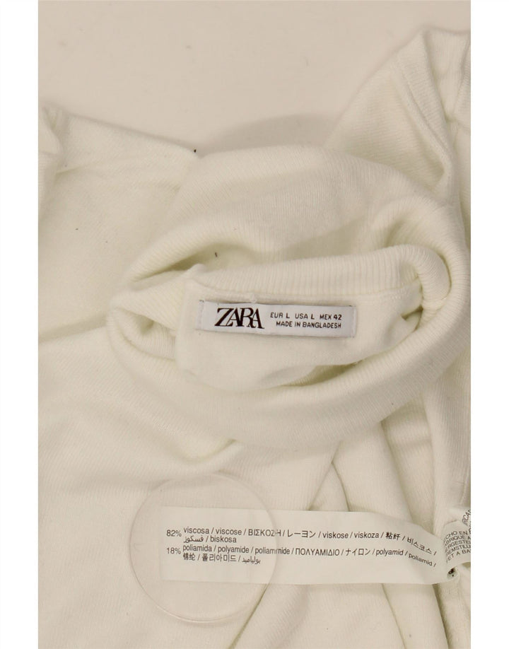Zara ženski pulover s rol izrezom UK 16 Velika bijela viskoza