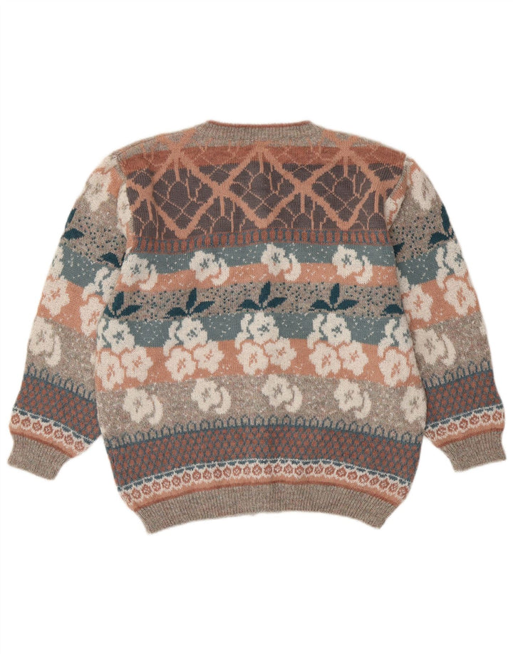 SIMONE ženski kardigan pulover UK 16 Velika raznobojna cvjetna vuna