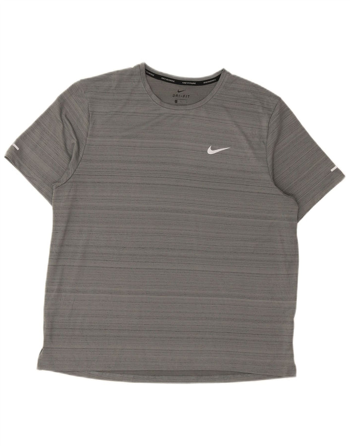 Nike Dri Fit majica kratkih rukava s velikim sivim prugama od poliestera