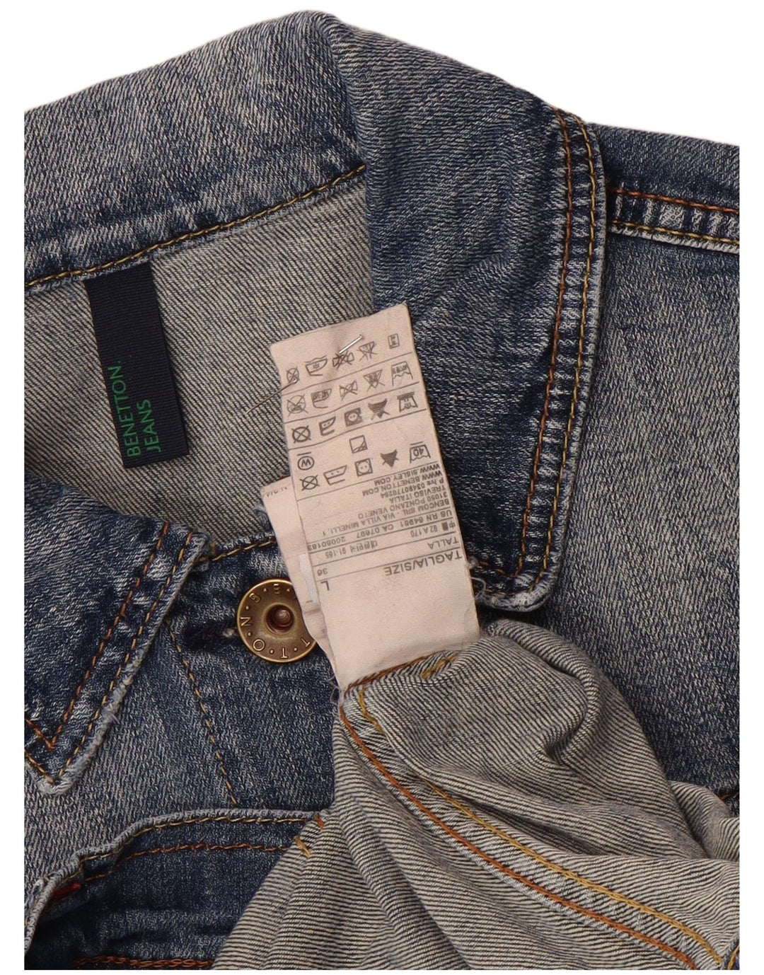 Benetton ženska traper jakna UK 14 Large Blue Cotton