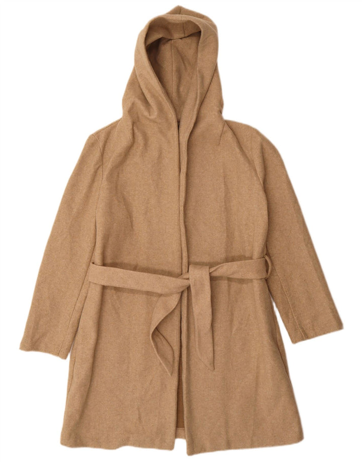 Zara ženski preveliki kaput s kapuljačom UK 10 Small Beige Poliester