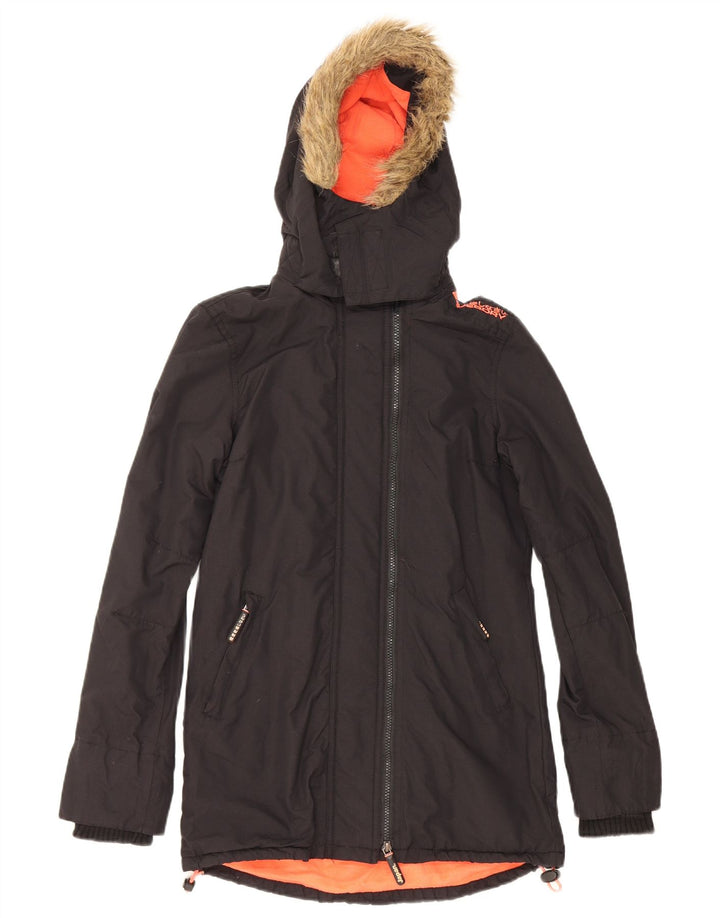 Superdry ženska jakna parka s kapuljačom UK 6 XS crni poliester