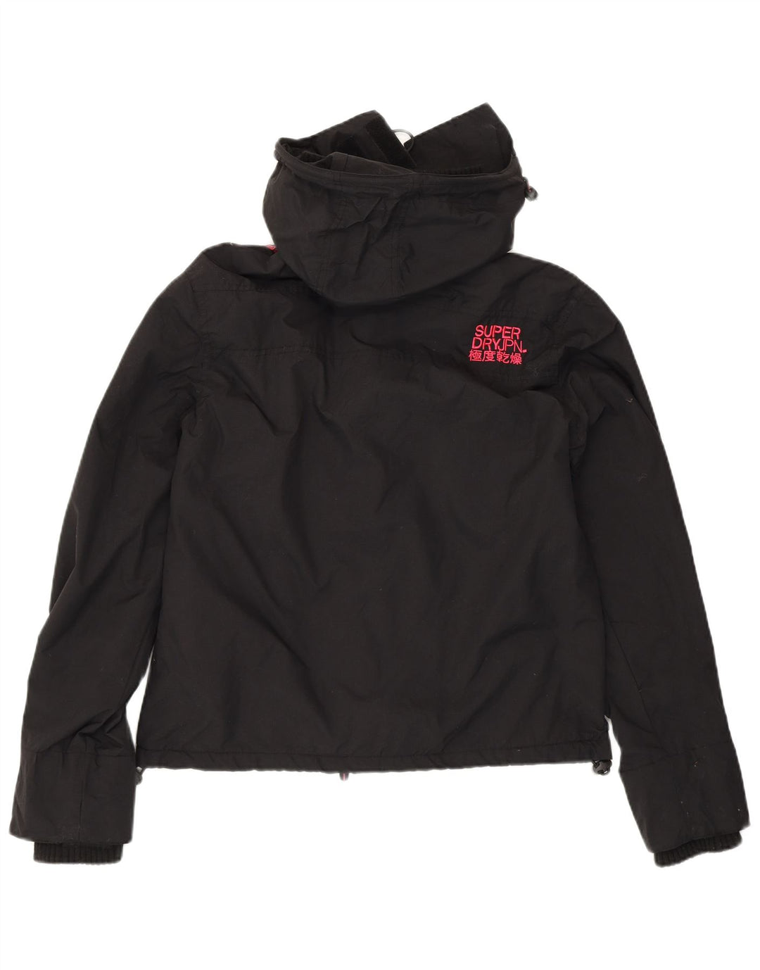 SUPERDRY Womens Hooded Windbreaker Jacket UK 16 Large Black Polyester