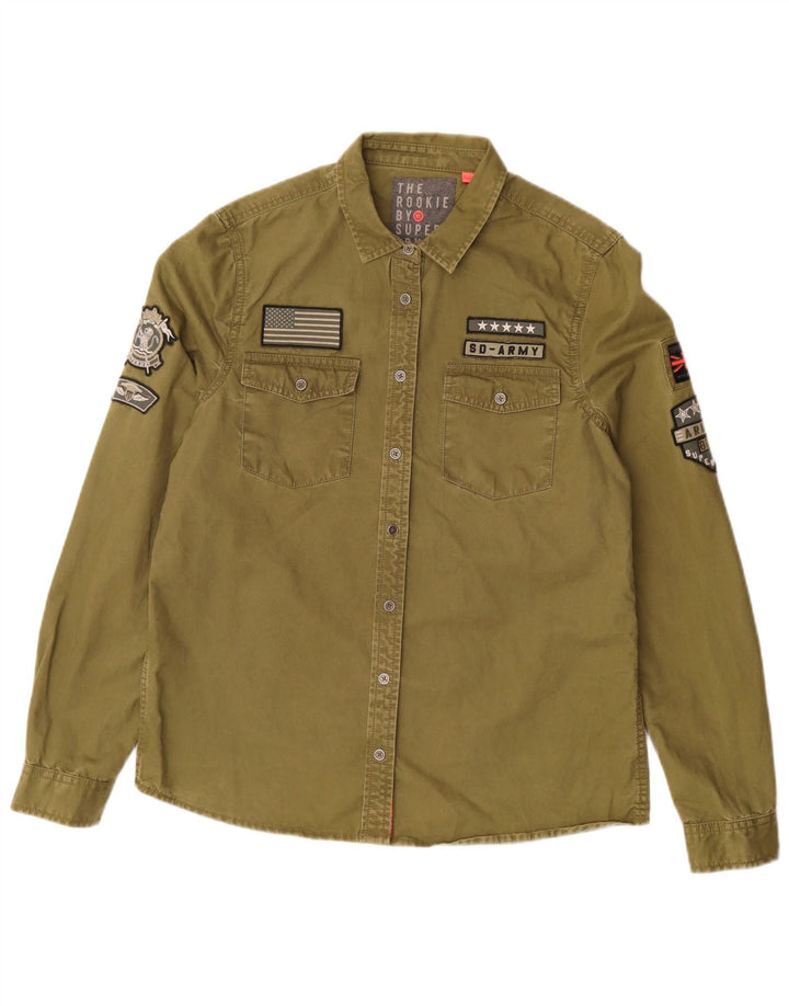 Superdry Ženska grafička košulja UK 14 Srednji kaki pamuk