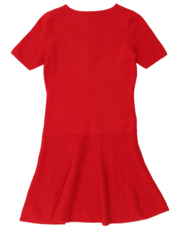 Luisa Spagnoli Ženska džemper haljina s izrezom s patentnim zatvaračem UK 10 Mala crvena djevičanska vuna