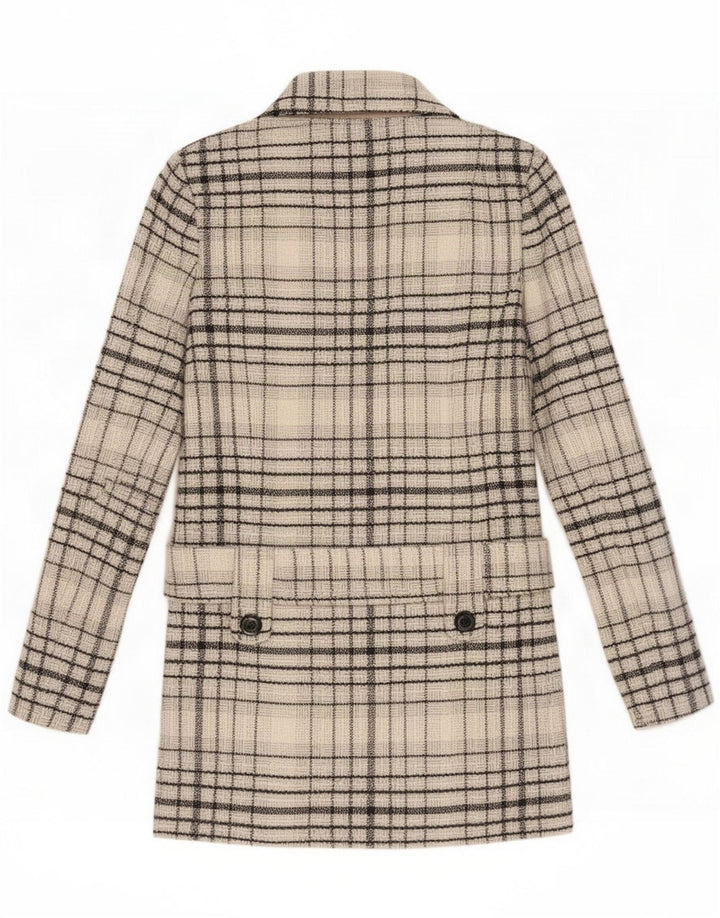 Jane Norman Womens Overcoat UK 8 Small Gray Check Wool