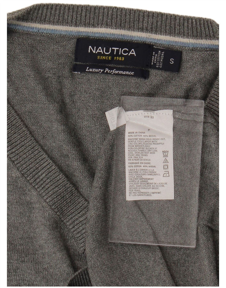 NAUTICA Muški pulover s V-izrezom Mali sivi pamuk