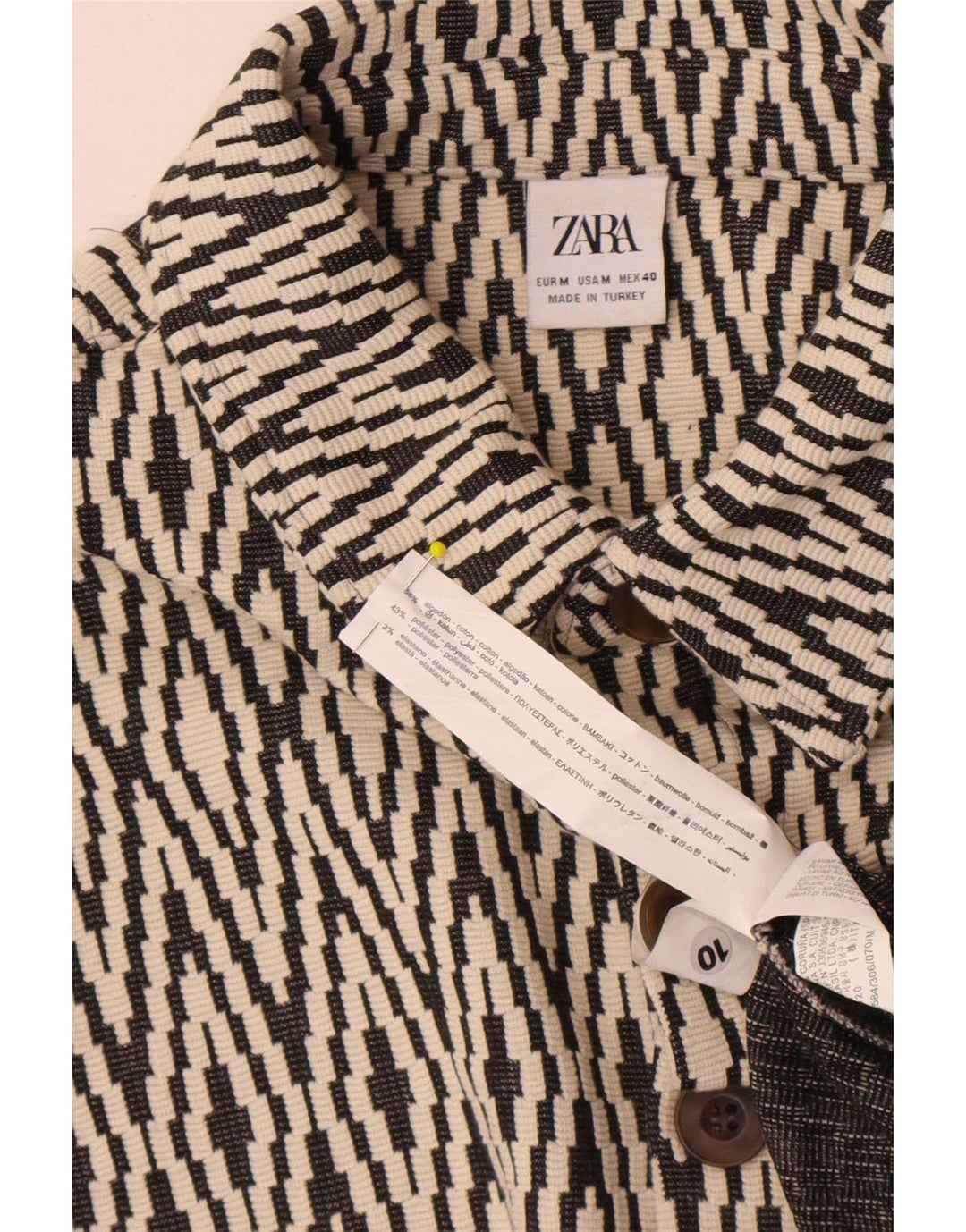 Zara muška bomber jakna UK 38 srednje crni geometrijski pamuk
