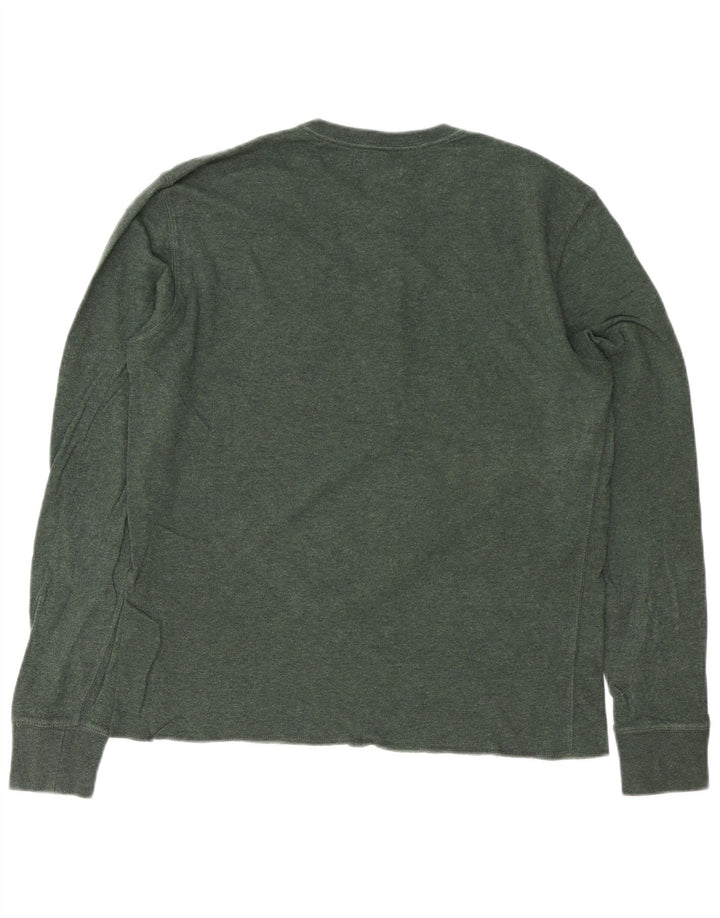 J. CREW Muška majica dugih rukava, mali zeleni pamuk