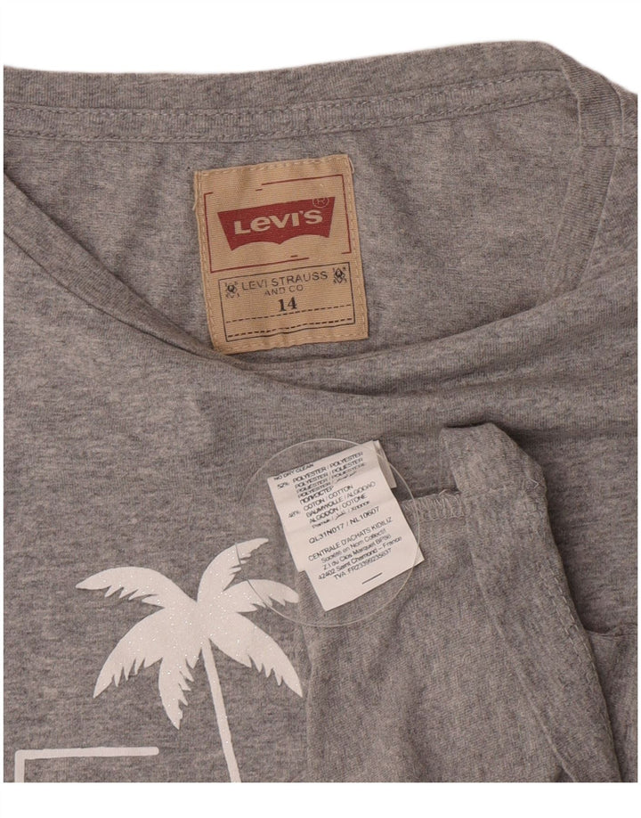 Levi's majica kratkih rukava s grafičkim motivima za djevojčice 13-14 godina sivi poliester
