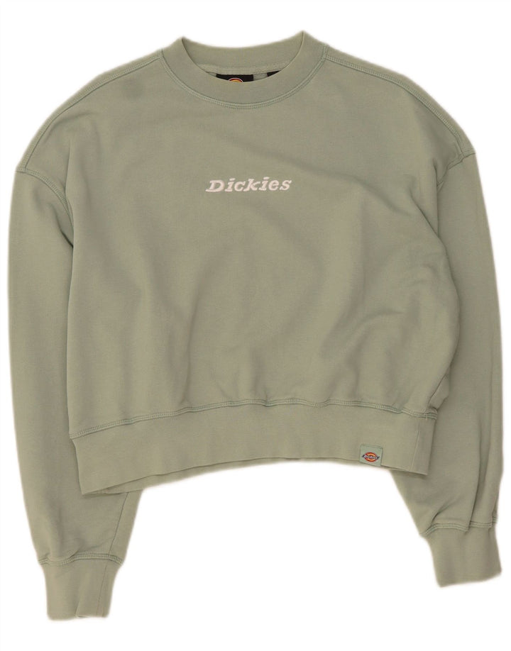 DICKIES Womens Oversized Crop Graphic Sweatshirt Jumper UK 14 Medium Green