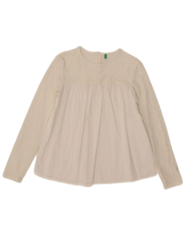 Benetton majica dugih rukava za djevojčice 13-14 godina 3XL bijeli pamuk s cvjetnim motivima