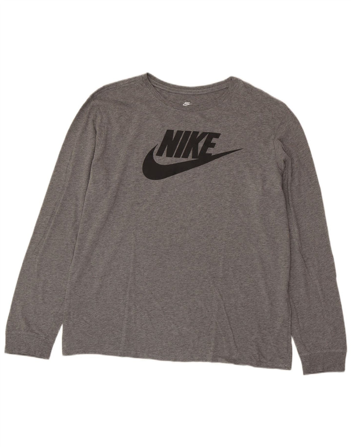 NIKE Muška majica atletskog kroja dugih rukava XL siva s pjegama