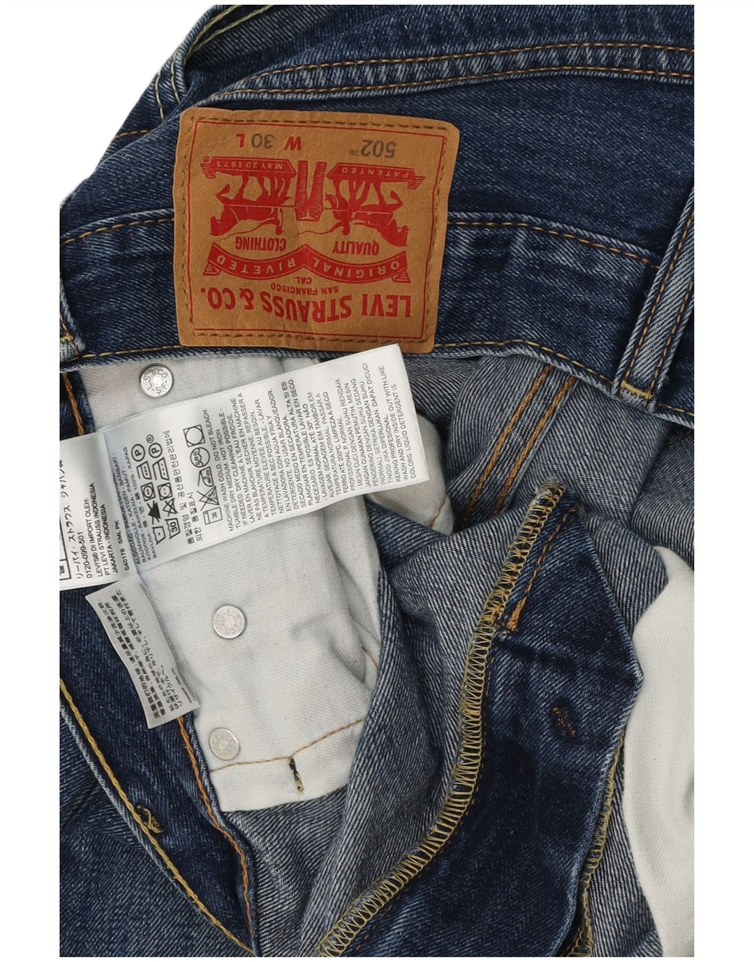 LEVI'S muške kratke traper hlače 502 W30 srednje plavi pamuk