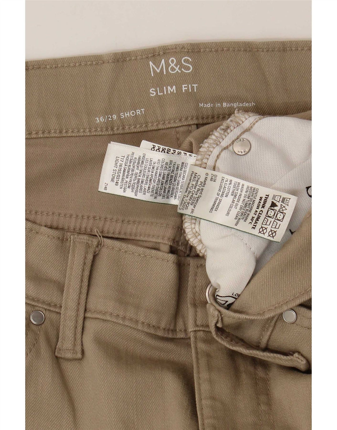 Marks & Spencer muške uske traperice W36 L29 bež pamuk