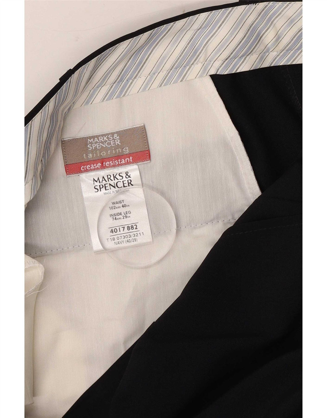 Marks & Spencer muške hlače s štipaljkama W40 L29 tamnoplavi poliester