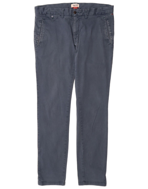 TOMMY HILFIGER Muške uske chino hlače W36 L34 Plavi pamuk