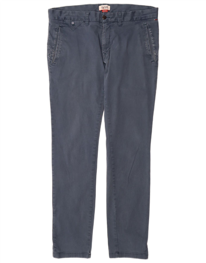TOMMY HILFIGER Muške uske chino hlače W36 L34 Plavi pamuk