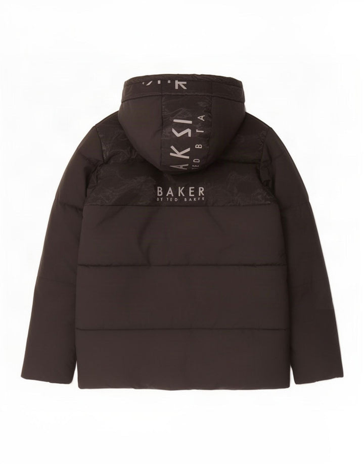Podstavljena jakna s kapuljačom Ted Baker za dječake 12-13 godina crna od poliestera