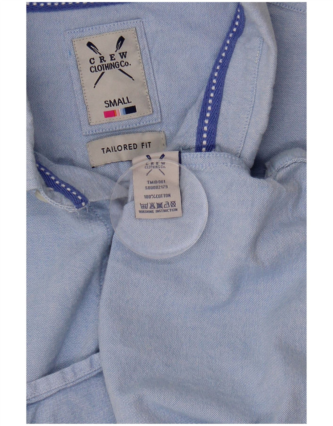CREW CLOTHING Mens Tailored Fit Shirt Small Blue Cotton