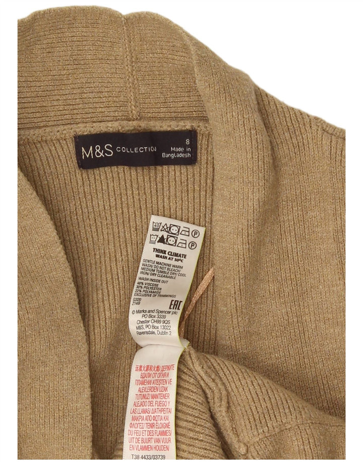 Marks & Spencer ženski otvoreni kardigan pulover UK 8 Small bež viskoza