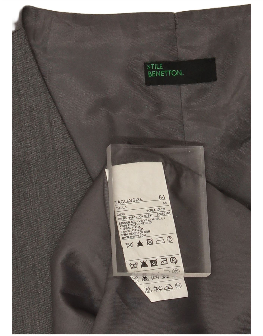 Benetton muški prsluk IT 54 XL siva vuna