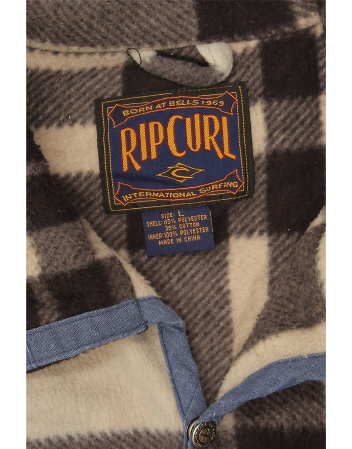 Rip Curl muška flis jakna UK 40 veliki bež karirani poliester