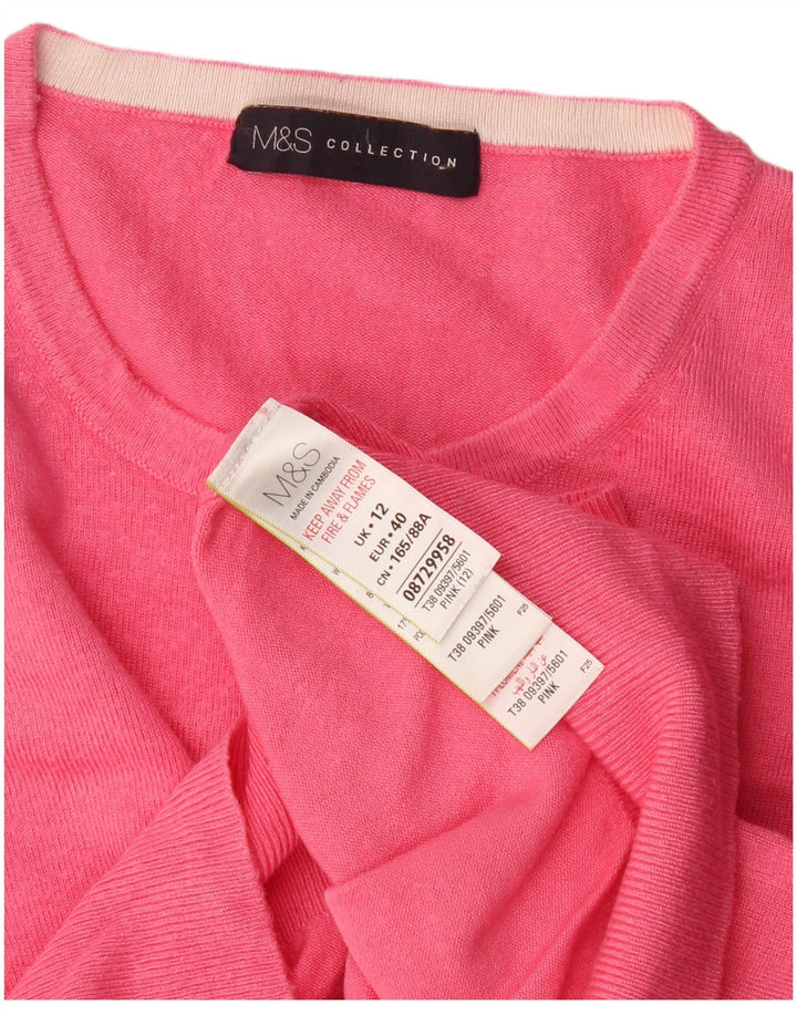 Marks & Spencer ženski kardigan pulover UK 12 Srednje ružičasta viskoza