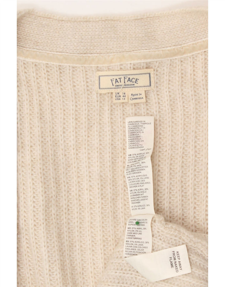 Fat Face ženski prekomjerni dugi kardigan pulover UK 16 Large Off White