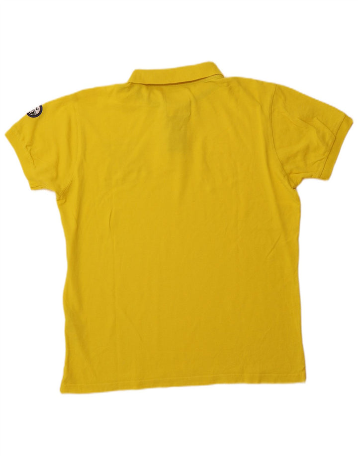 NORTH SAILS Mens Graphic Polo Shirt Large Yellow Cotton