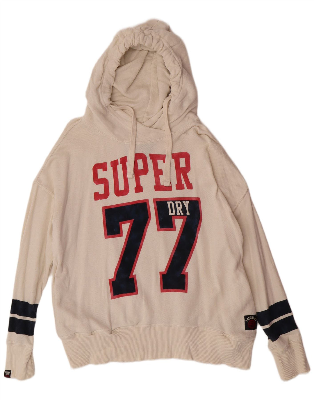 Superdry ženska majica s kapuljačom s kapuljačom UK 18 XL Off White Cotton College