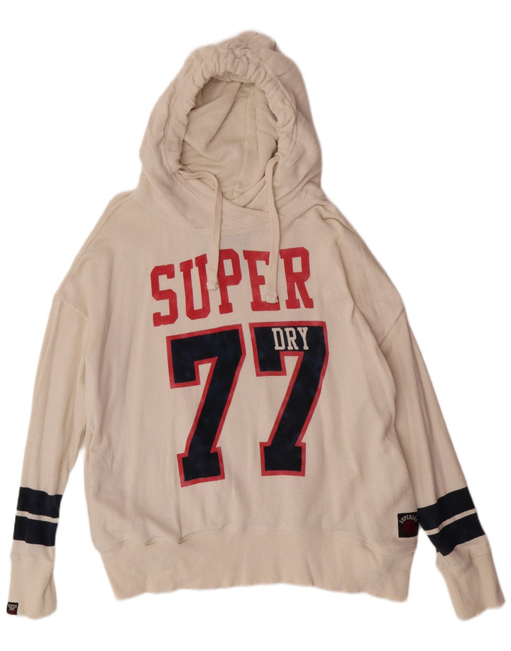 Superdry ženska majica s kapuljačom s kapuljačom UK 18 XL Off White Cotton College