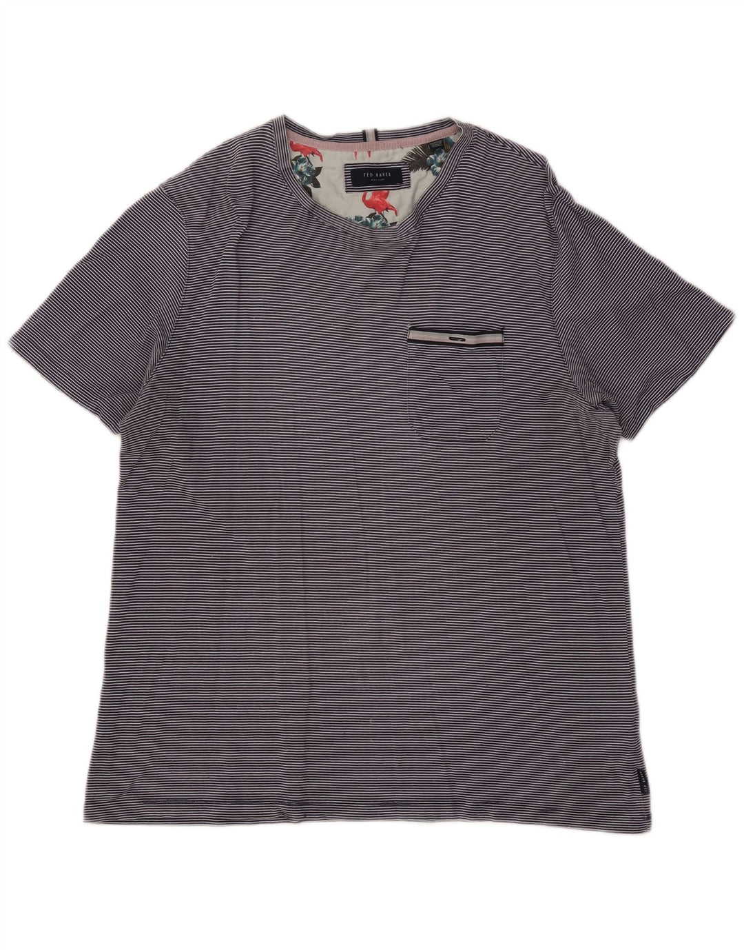 TED BAKER Ženska majica kratkih rukava, velika veličina 4, pamuk s tamnoplavim prugama