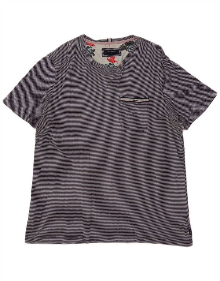 TED BAKER Ženska majica kratkih rukava, velika veličina 4, pamuk s tamnoplavim prugama