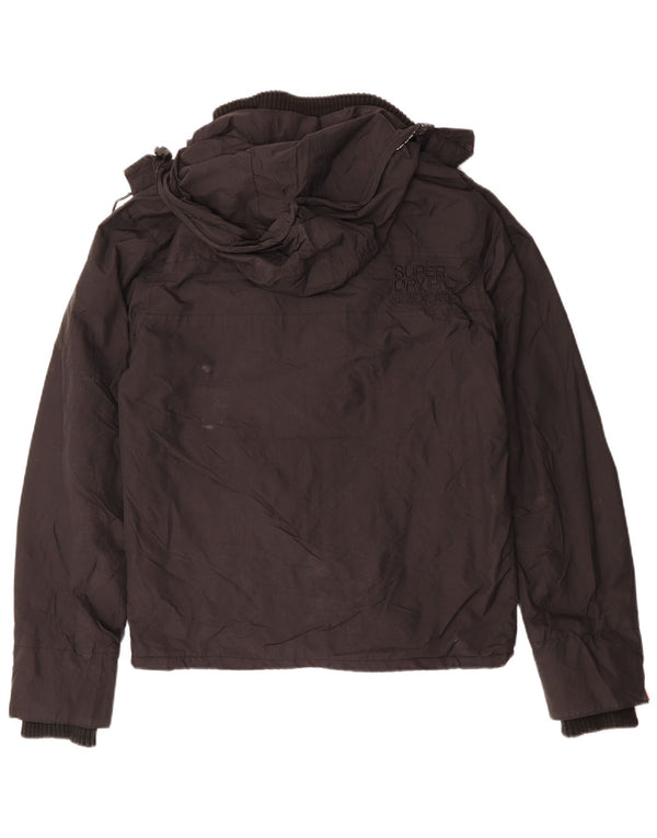 SUPERDRY Mens Hooded Windbreaker Jacket UK 38 Medium Black Polyester