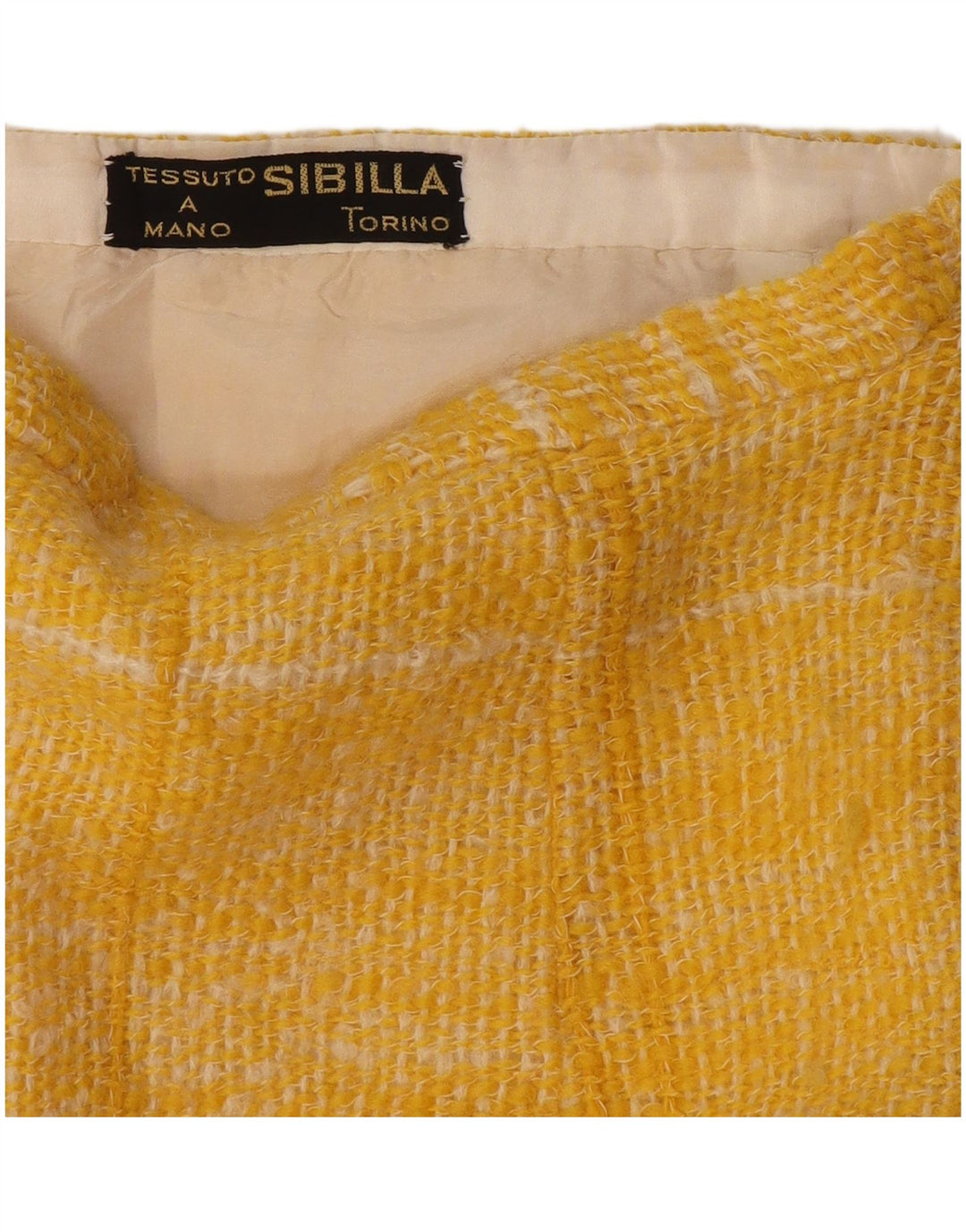 Vintage ženska suknja A-kroja W26 mala žuta karirana