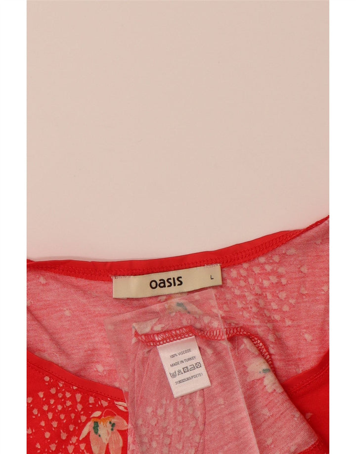 OASIS Ženski top prsluk UK 14 Veliki crveni cvjetni viskoza