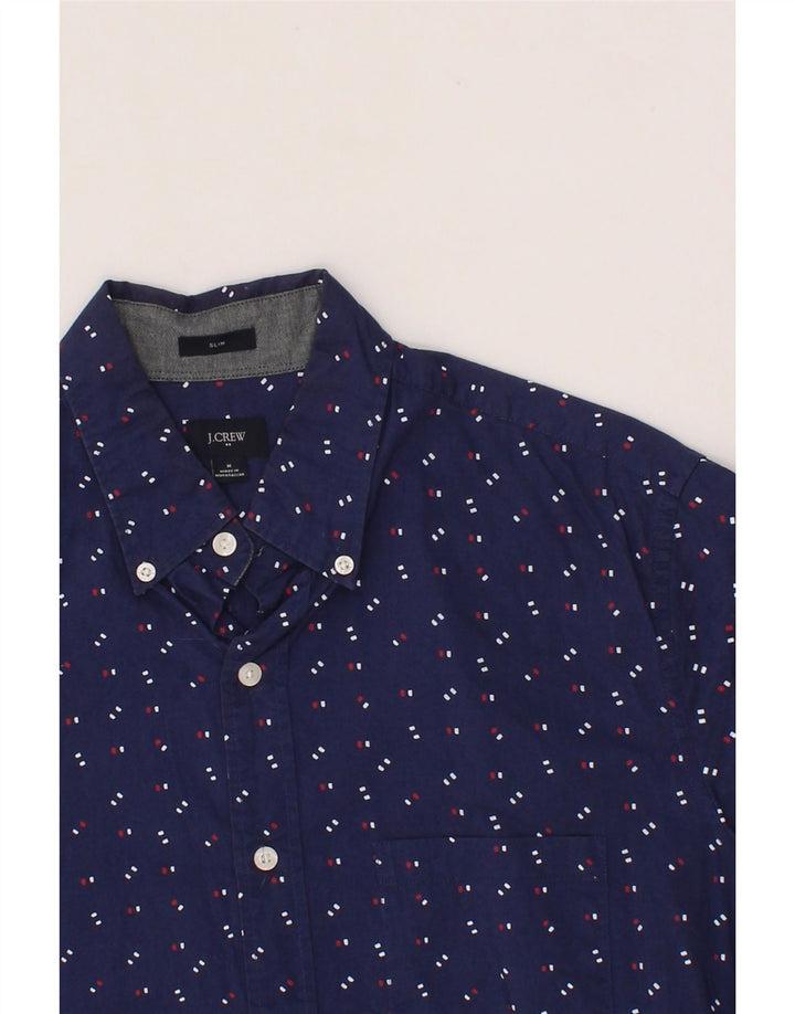 J. CREW Mens Short Sleeve Shirt Medium Navy Blue Spotted Cotton Vintage J. Crew and Second-Hand J. Crew from Messina Hembry 