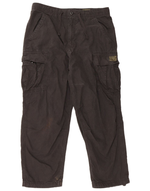 Superdry muške ravne kargo hlače W34 L27 crni pamuk