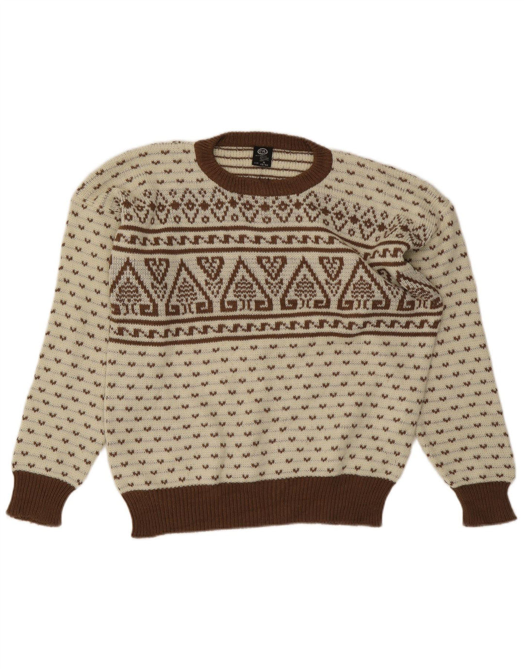 C & A muški džemper s okruglim izrezom IT 48/50 Medium Beige Fair Isle