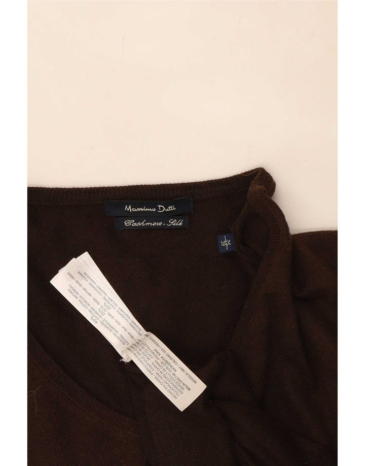 Massimo Dutti muški džemper s V-izrezom srednje smeđe boje kašmira
