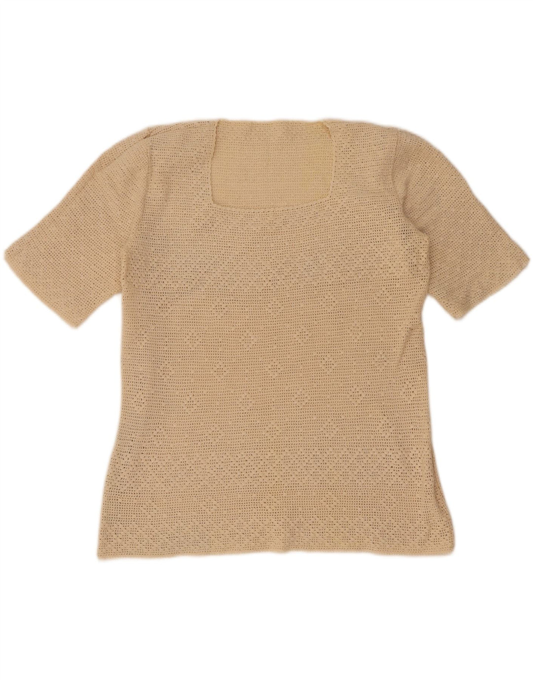 Vintage ženska heklana bluza Top UK 12 Srednje bež
