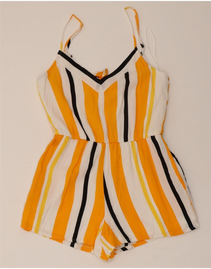TALLY WEIJL Womens Playsuit UK 12 Medium Yellow Striped Vintage Tally Weijl and Second-Hand Tally Weijl from Messina Hembry 