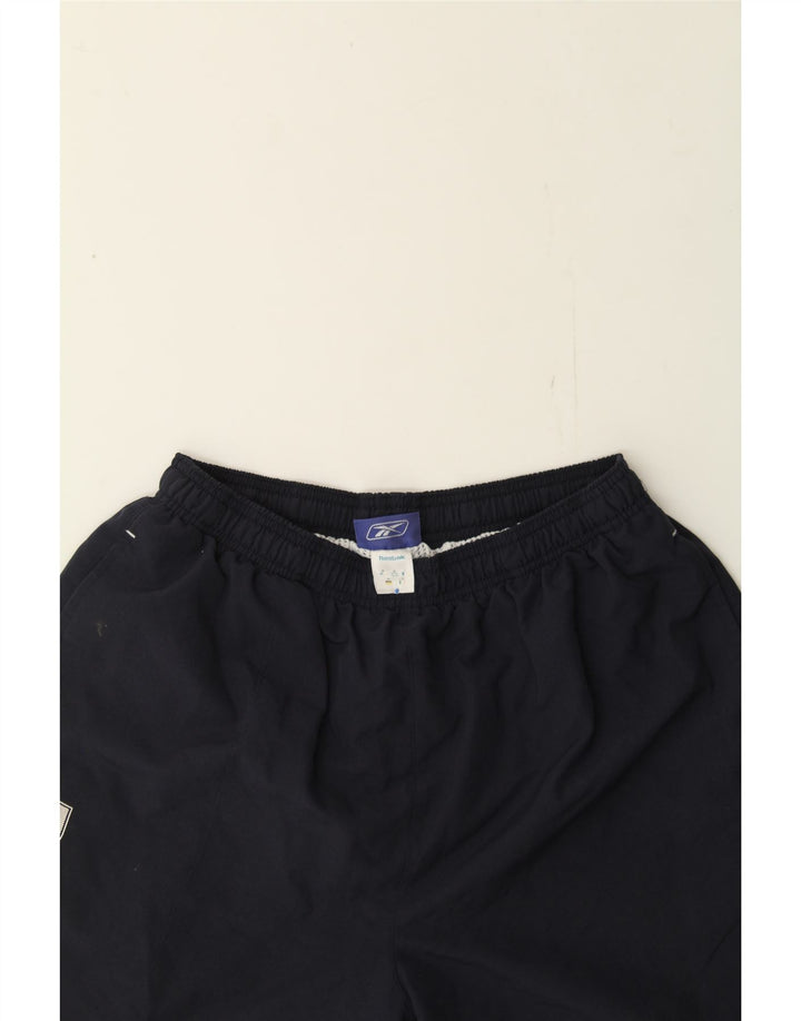 REEBOK Mens Graphic Sport Shorts Medium  Navy Blue Polyester Vintage Reebok and Second-Hand Reebok from Messina Hembry 