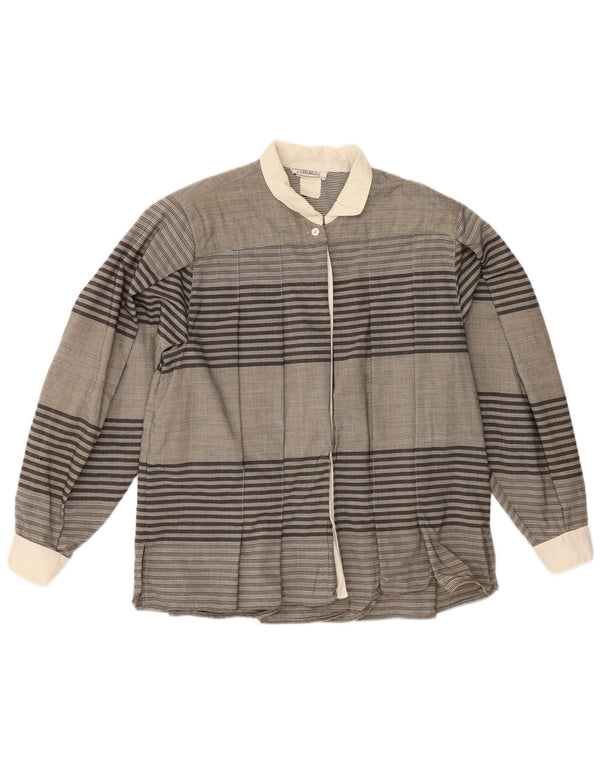 Vintage Womens Shirt Blouse IT 44 Medium Grey Striped
