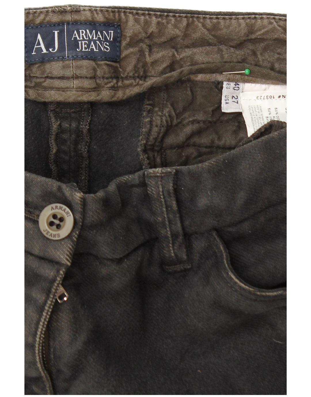 ARMANI Ženske uske chino hlače EU 40 srednje W27 L30 crni pamuk
