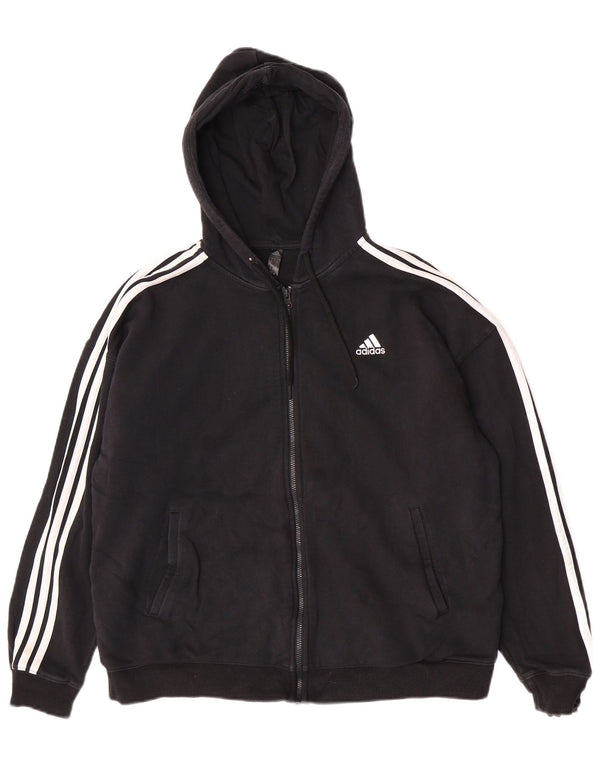 Adidas ženski pulover s kapuljačom s patentnim zatvaračem UK 16/18 veliki crni pamuk